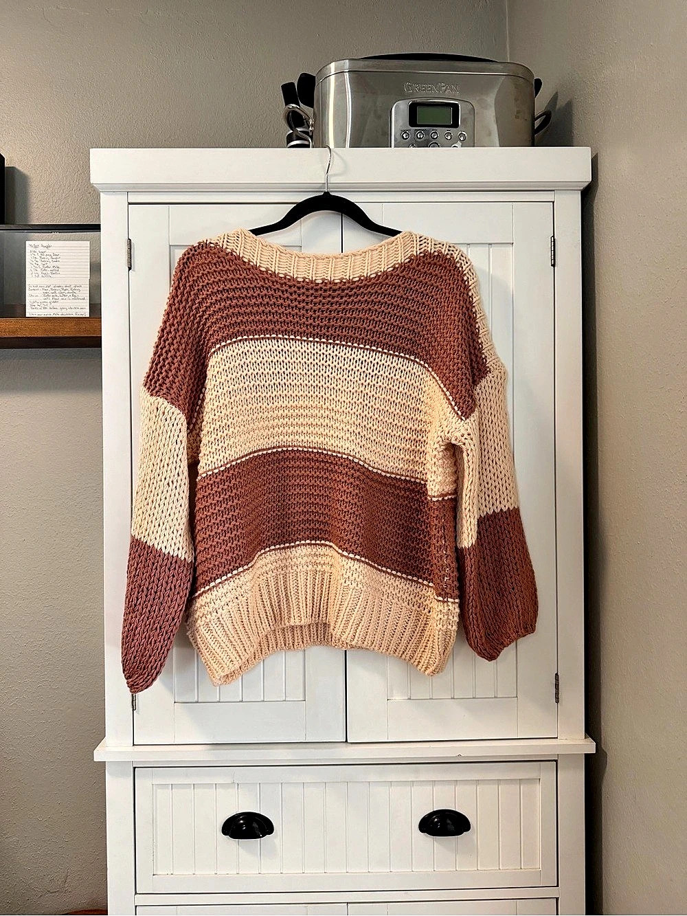 Colorblock Sweater Striped Sweater Brown & Pink